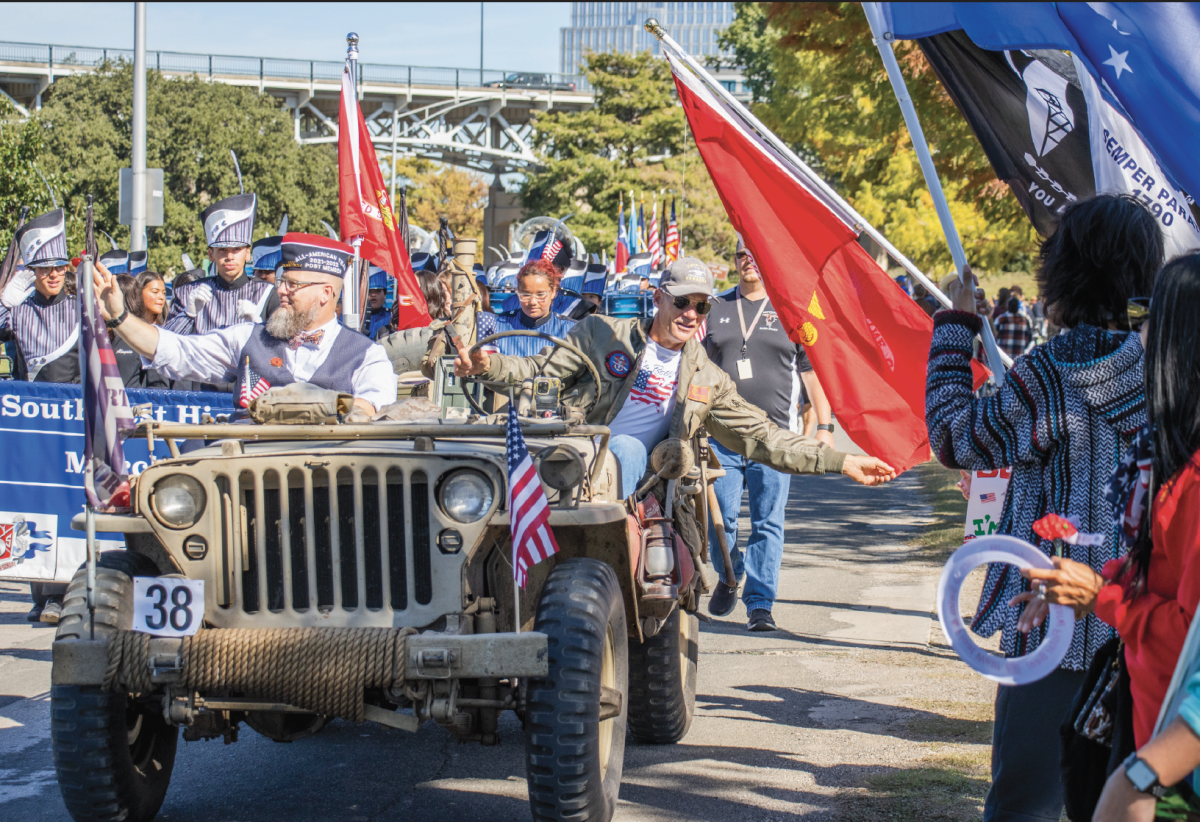 During the parade veterans drove classic cars, Tarrant County school bands performing and other service members, all honoring veterans.